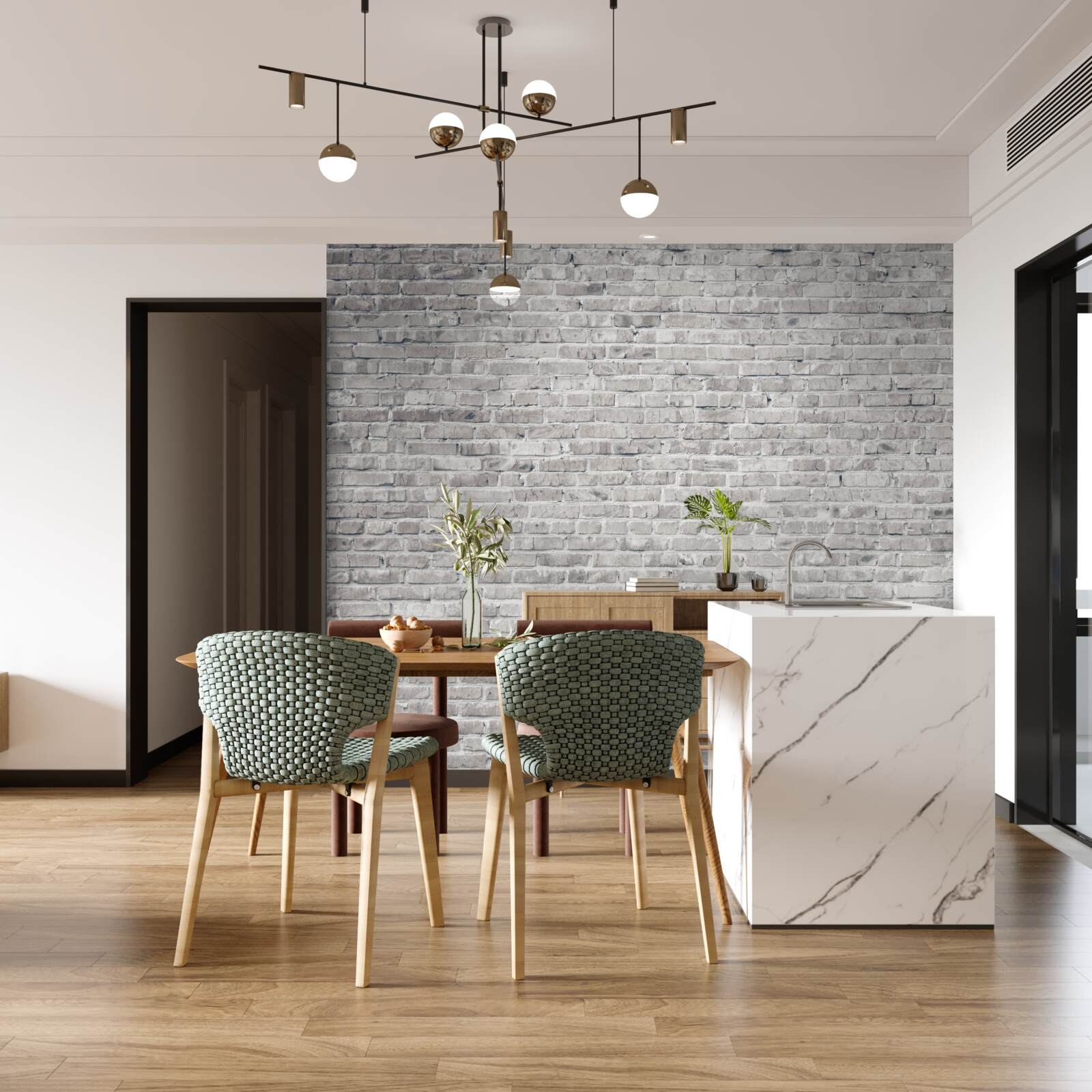 Фотошпалери сіро-біла цегляна стіна