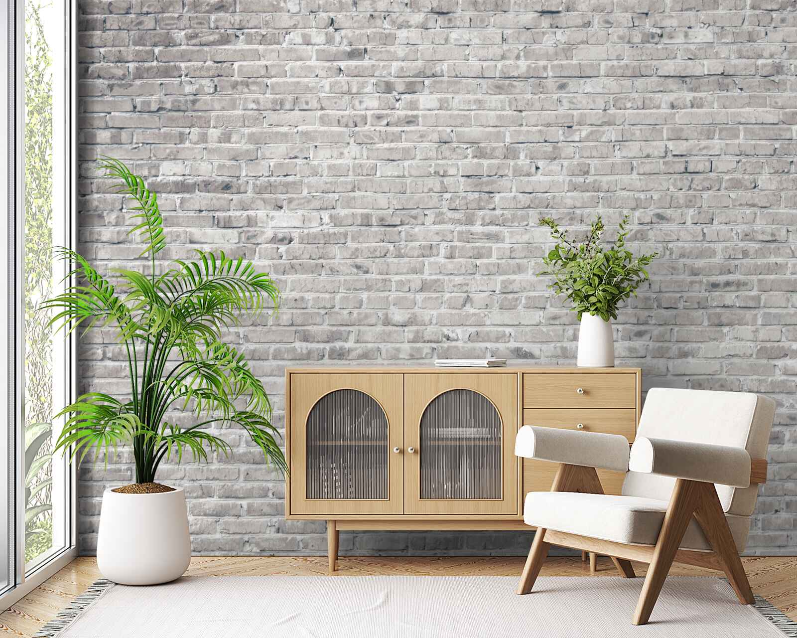 Фотошпалери сіро-біла цегляна стіна