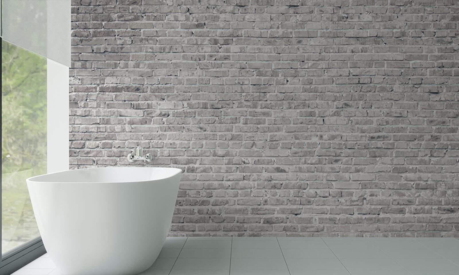 Фотошпалери сіро-біла цегляна стіна