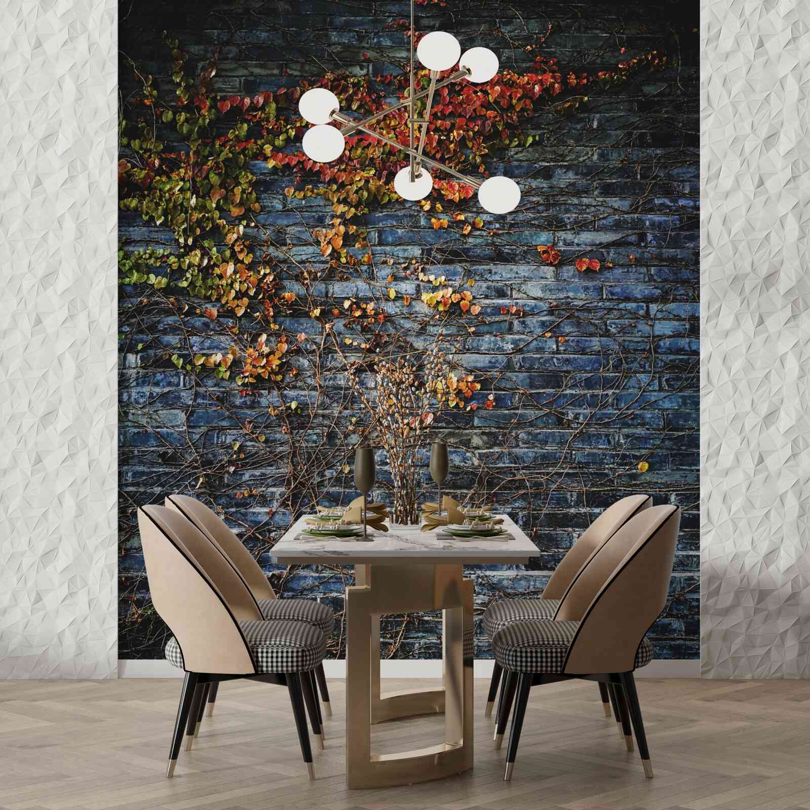 Фотошпалери плющ, що спускається по цегляній стіні