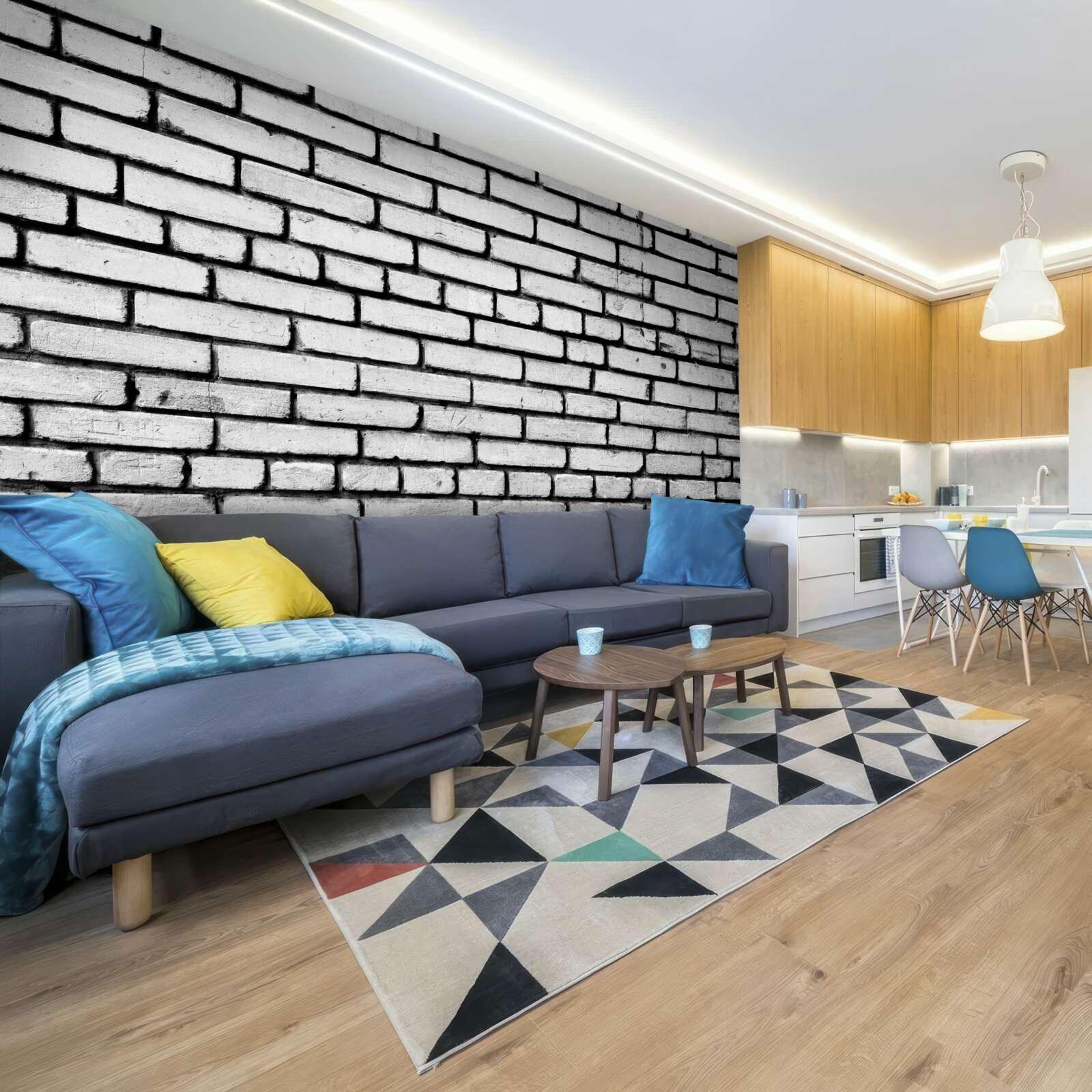 Фотошпалери Стіна, оздоблена білою цеглою