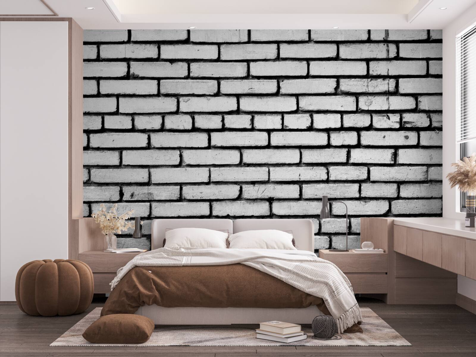 Фотошпалери Стіна, оздоблена білою цеглою