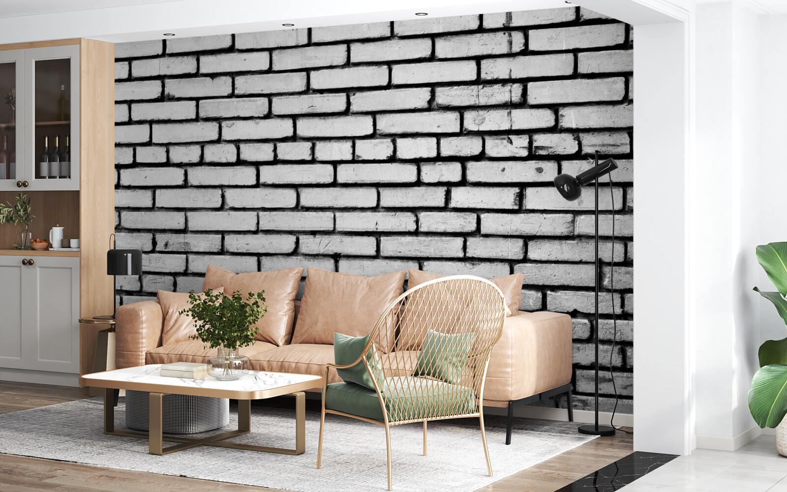 Фотошпалери Стіна, оздоблена білою цеглою