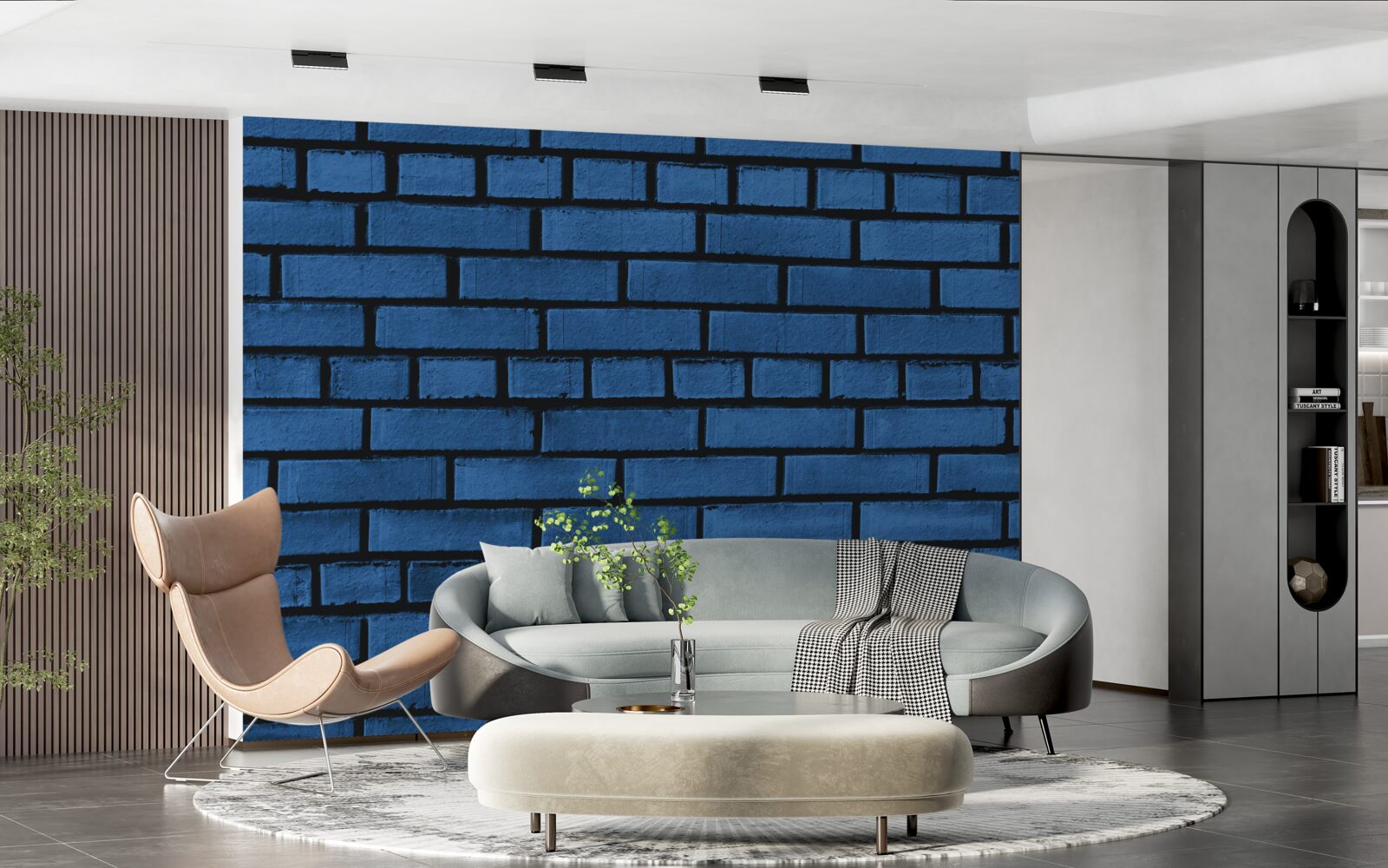 Фотошпалери Стіна викладена з темно-синьої цегли