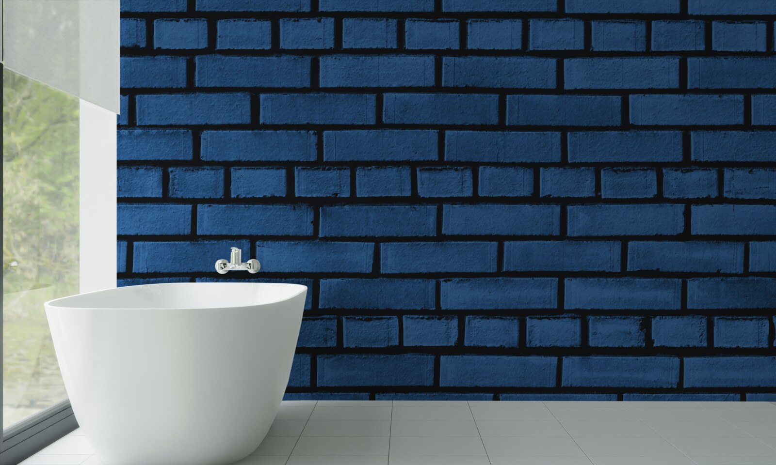 Фотошпалери Стіна викладена з темно-синьої цегли