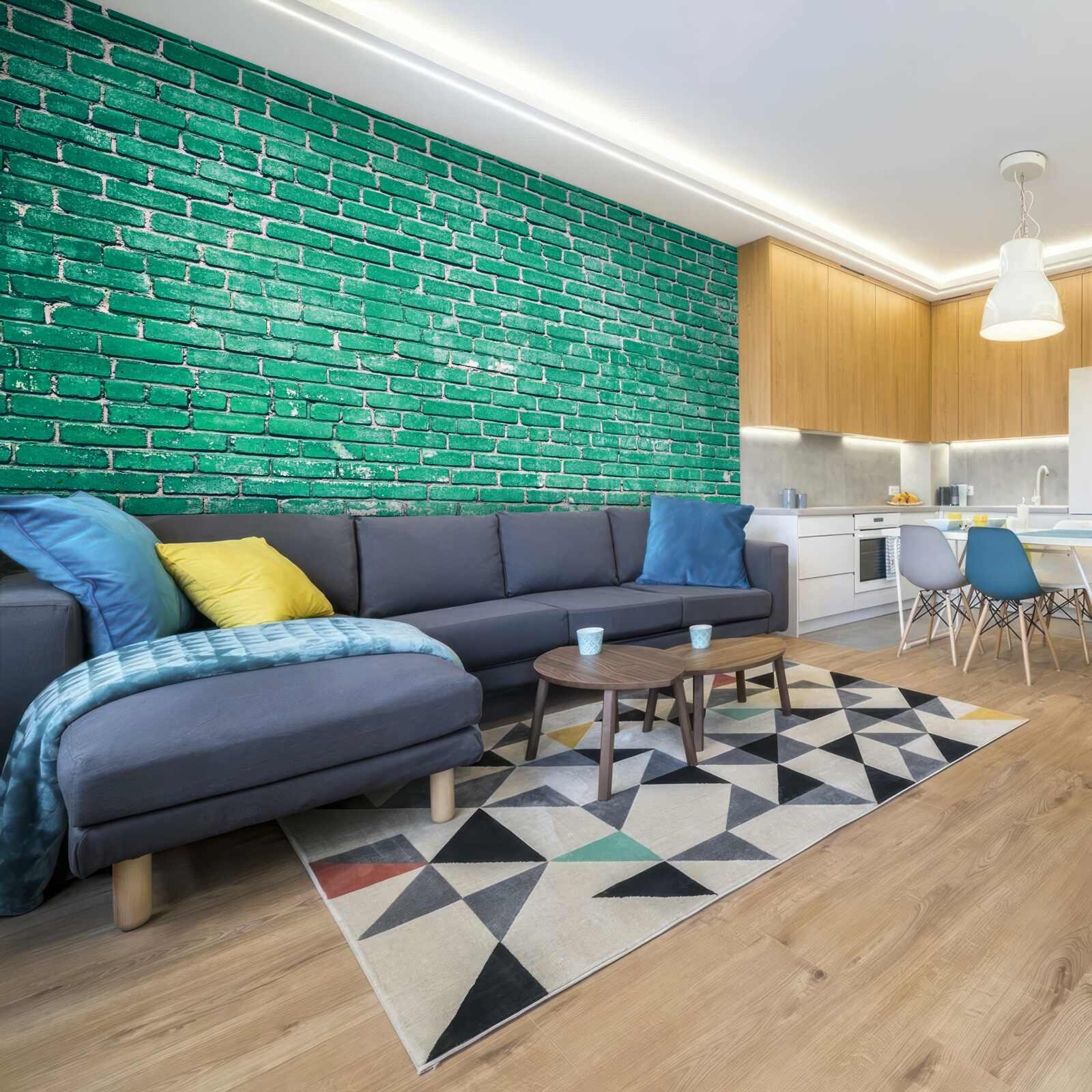 Фотошпалери Бірюзова цегляна стіна