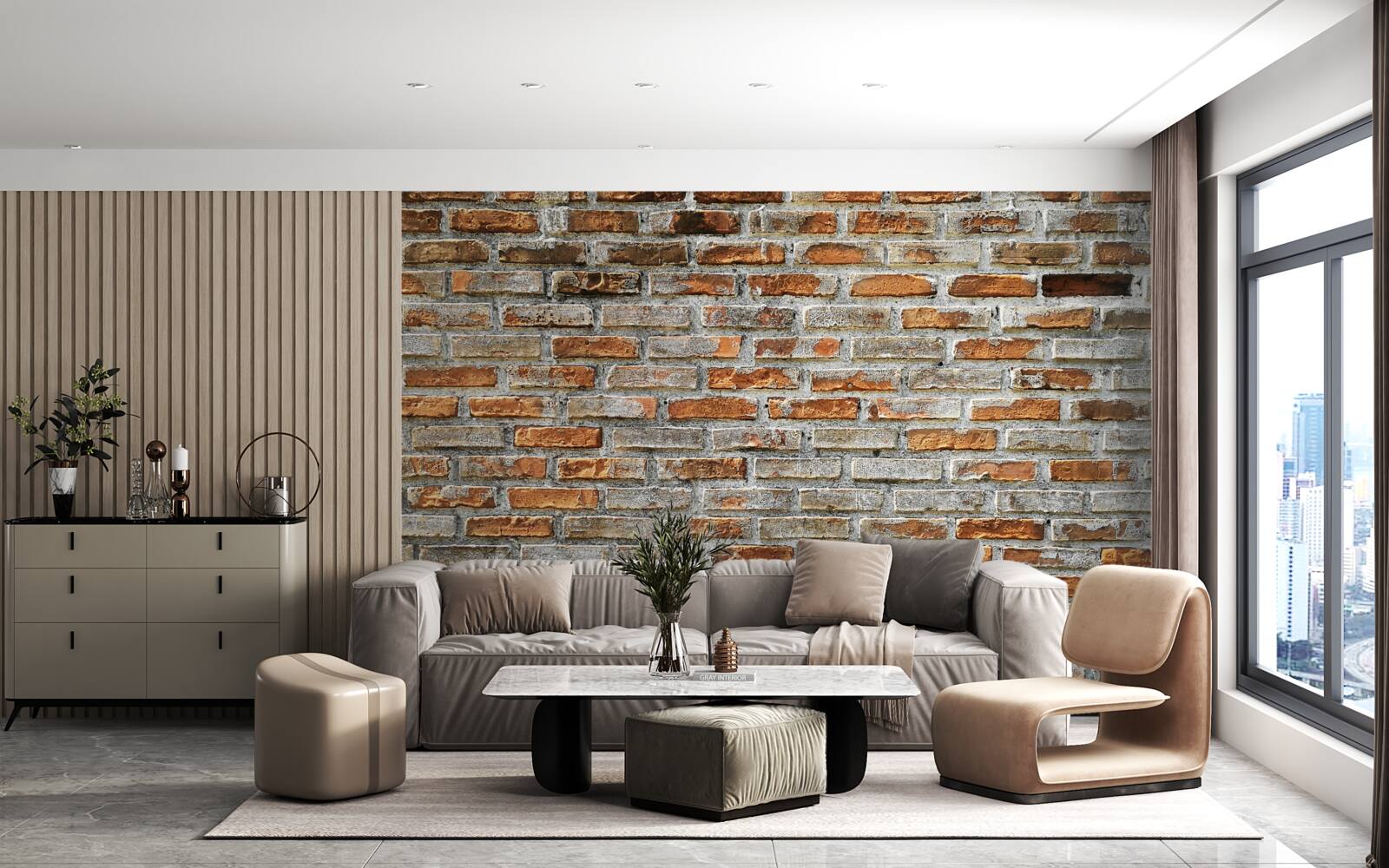 Фотошпалери Цегляна стіна різних відтінків