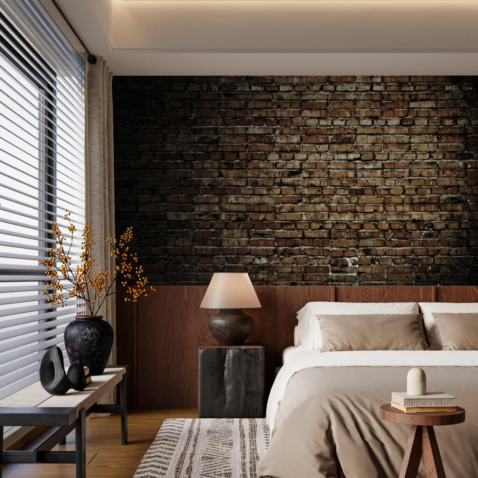 Фотошпалери темна цегляна стіна