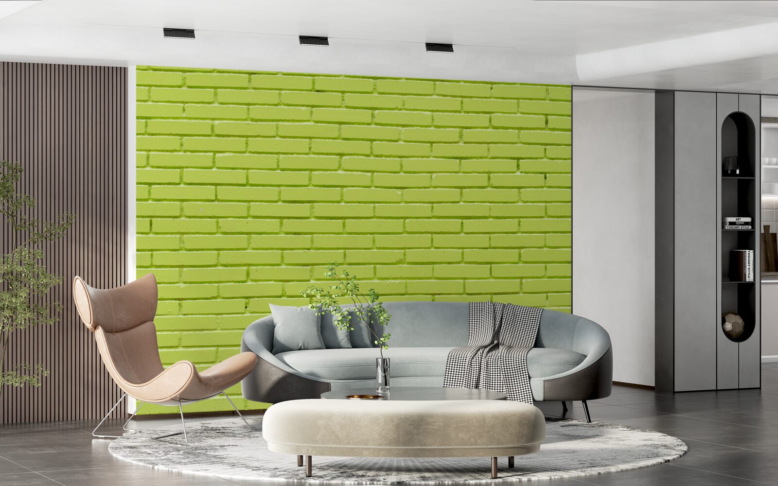 Фотошпалери Цегляна стіна в світло-зеленому відтінку