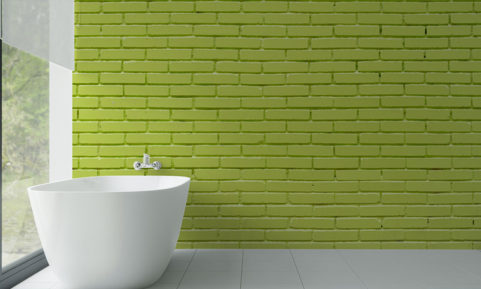 Фотошпалери Цегляна стіна в світло-зеленому відтінку