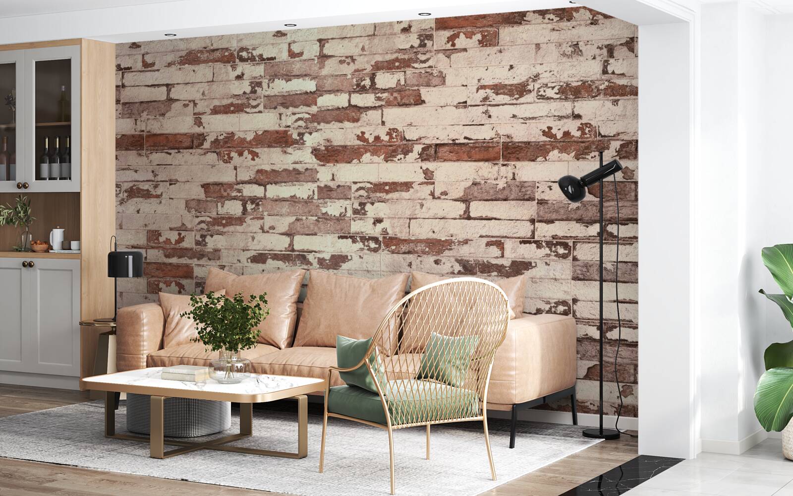 Фотошпалери стара цегляна стіна з подряпаною поверхнею