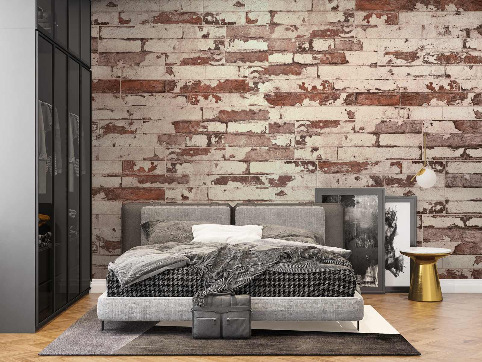 Фотошпалери стара цегляна стіна з подряпаною поверхнею