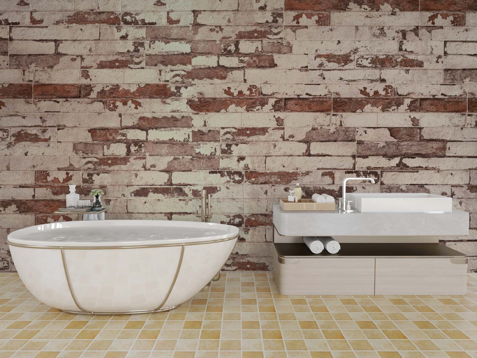 Фотошпалери стара цегляна стіна з подряпаною поверхнею