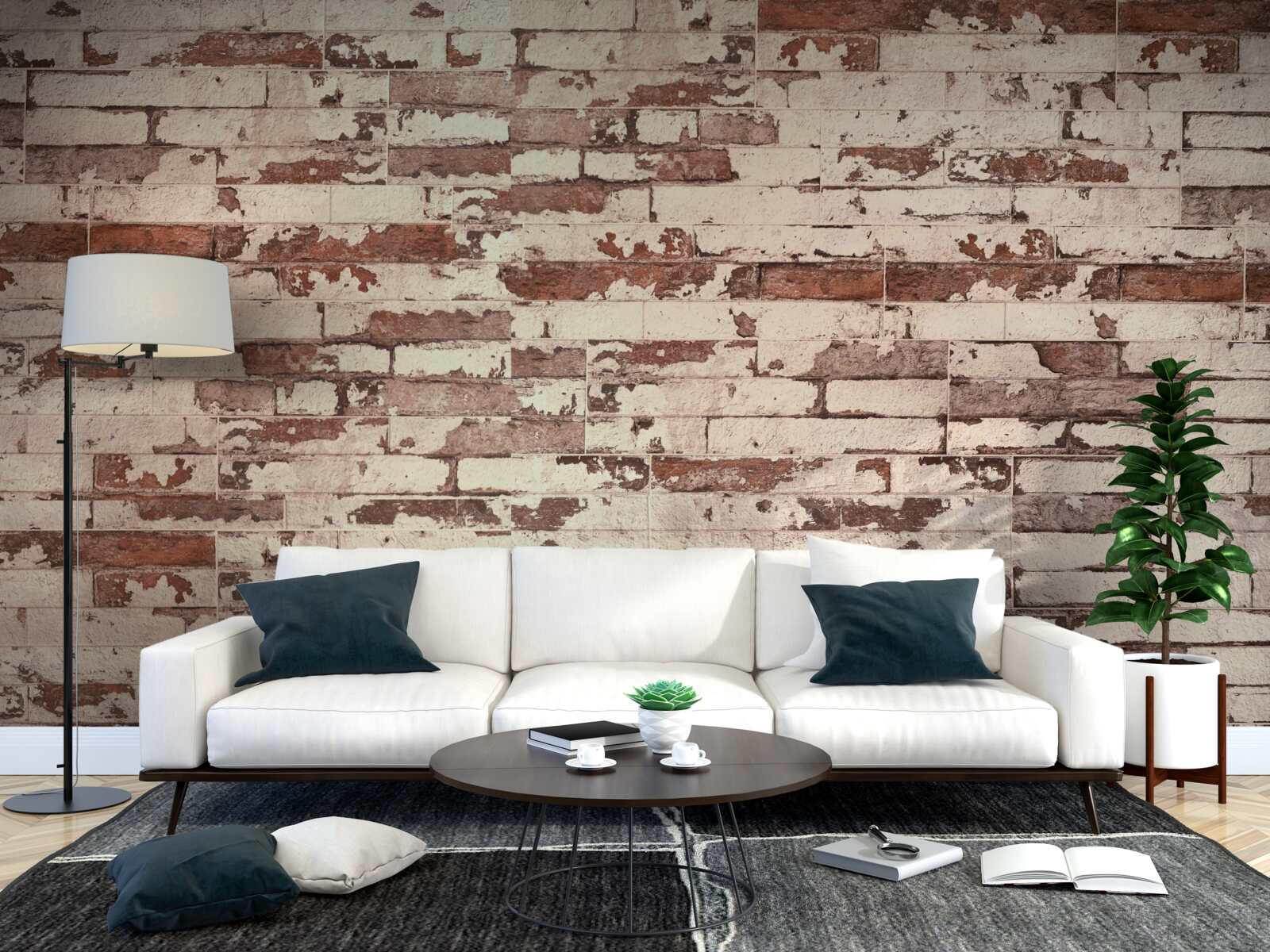 Фотошпалери стара цегляна стіна з подряпаною поверхнею