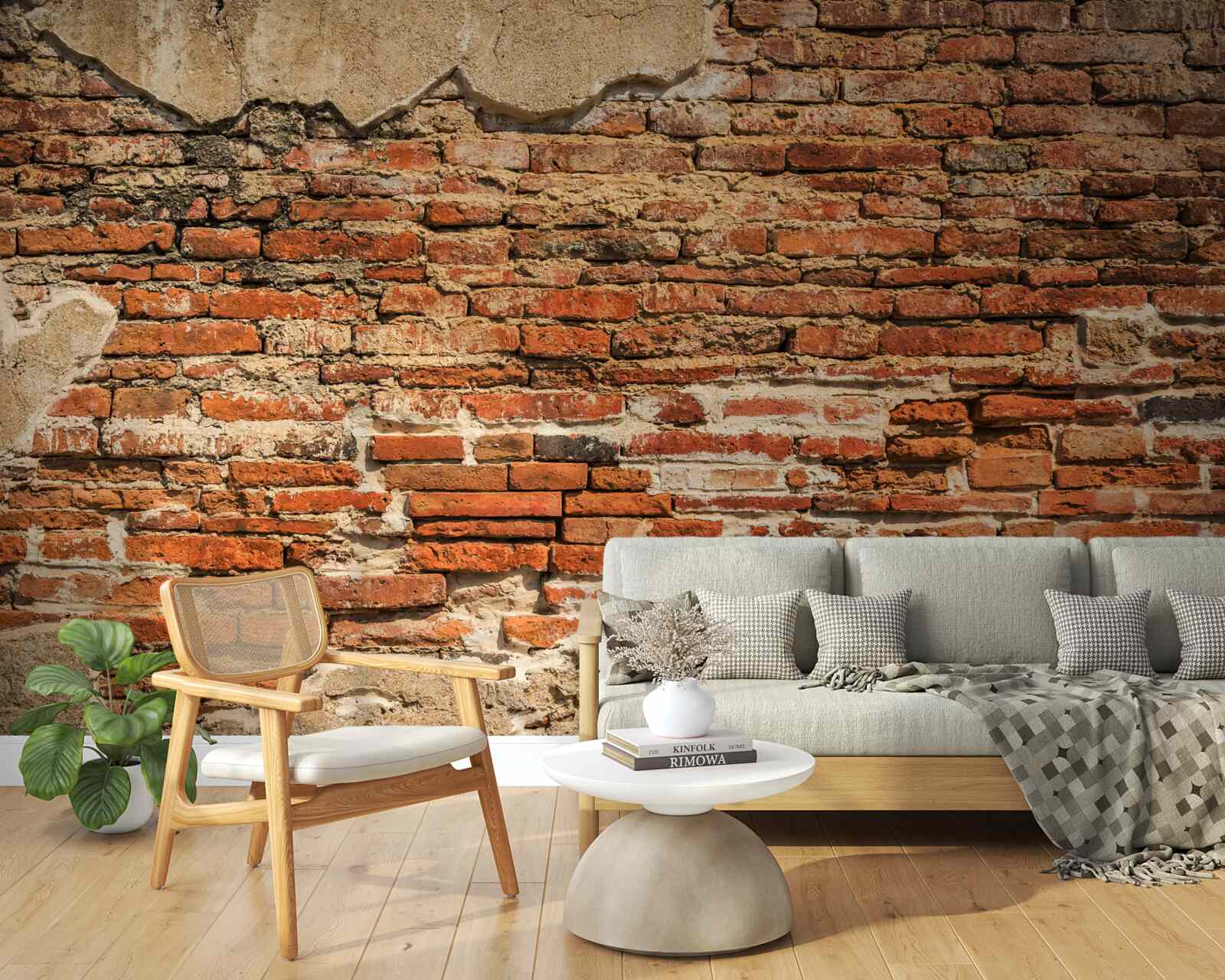 Фотошпалери цегляна стіна, яка стала дуже напівзруйнованою