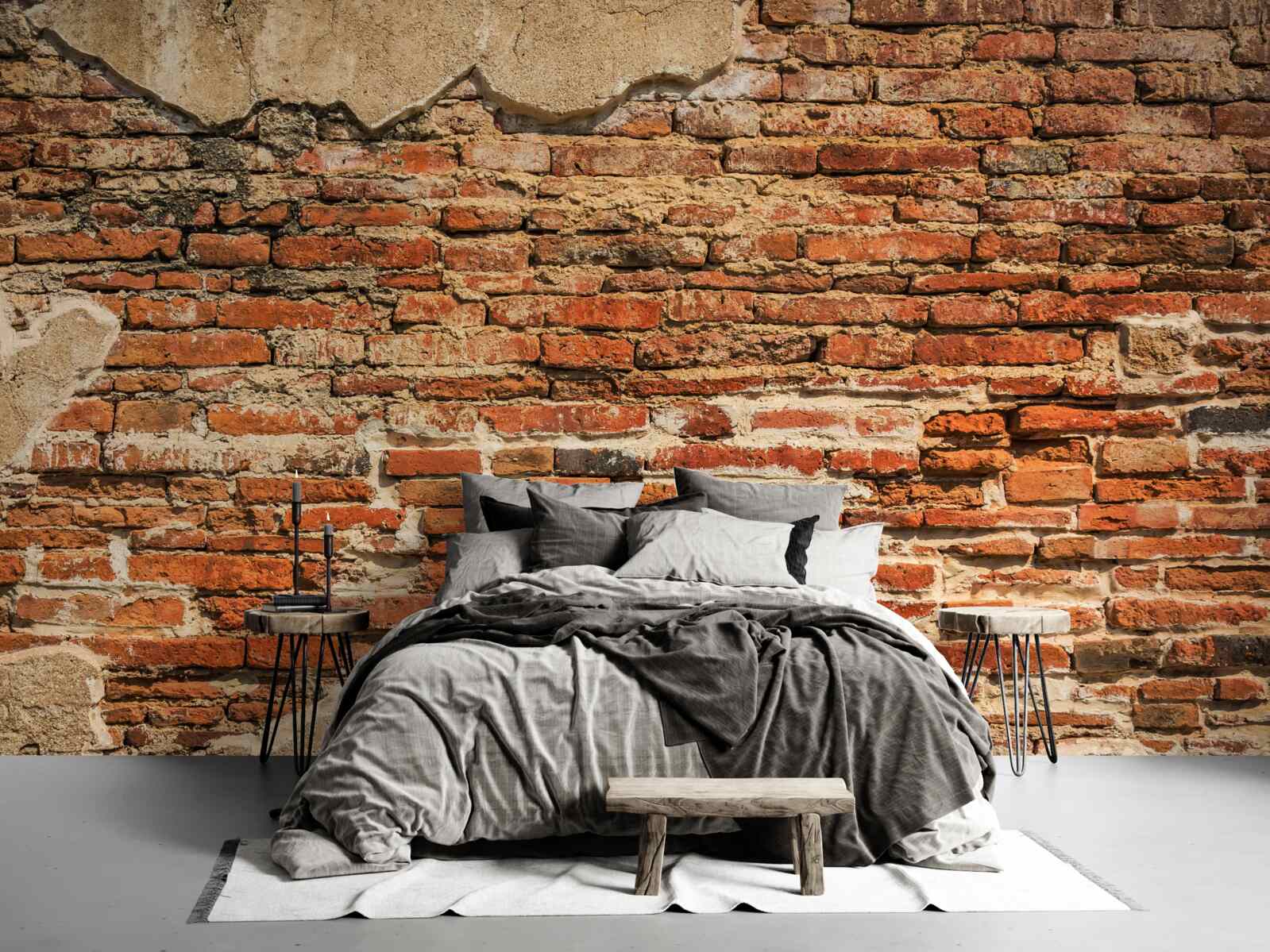 Фотошпалери цегляна стіна, яка стала дуже напівзруйнованою