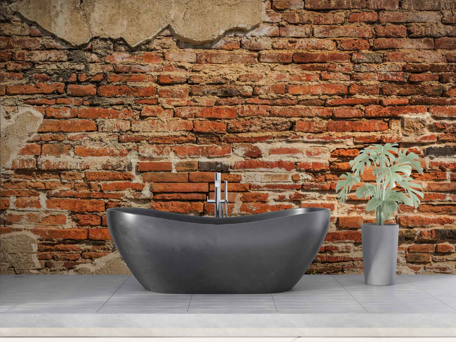 Фотошпалери цегляна стіна, яка стала дуже напівзруйнованою