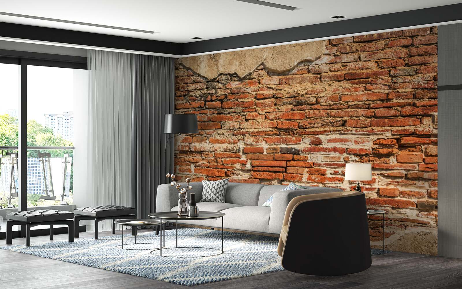 Фотошпалери цегляна стіна, яка стала дуже напівзруйнованою