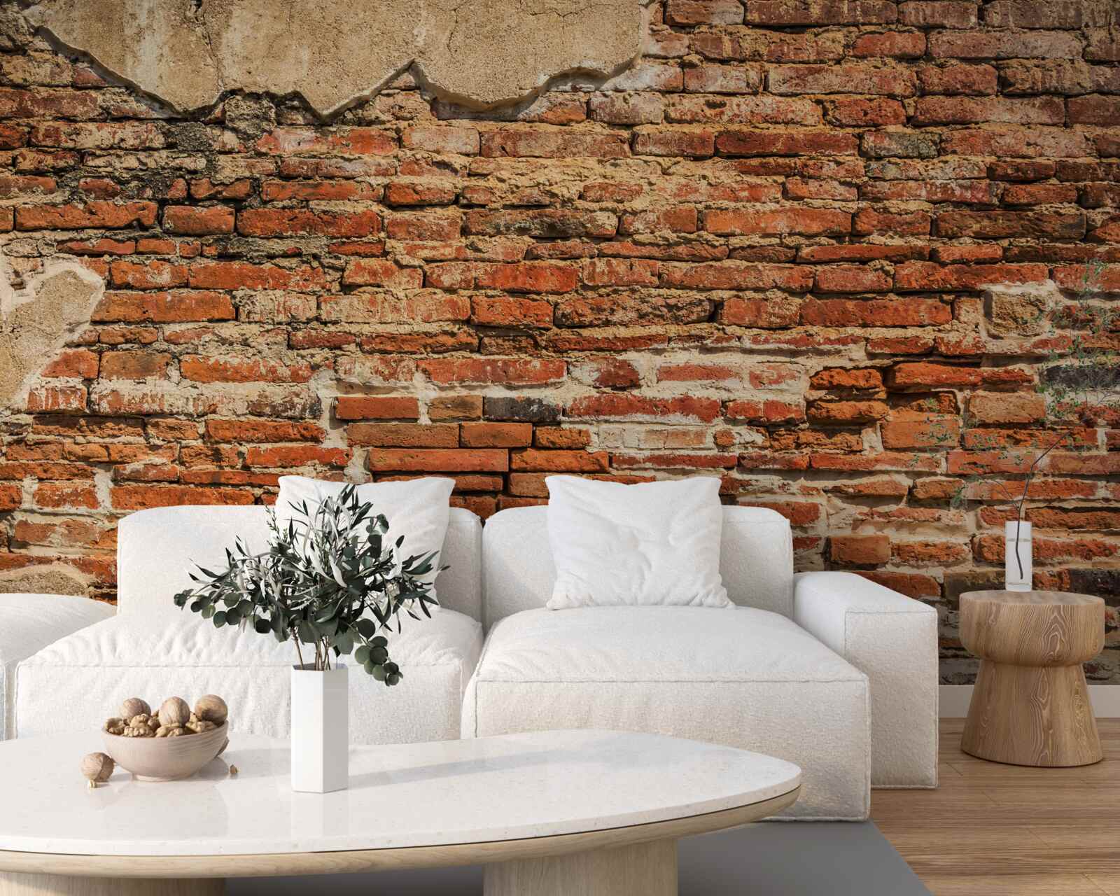 Фотошпалери цегляна стіна, яка стала дуже напівзруйнованою