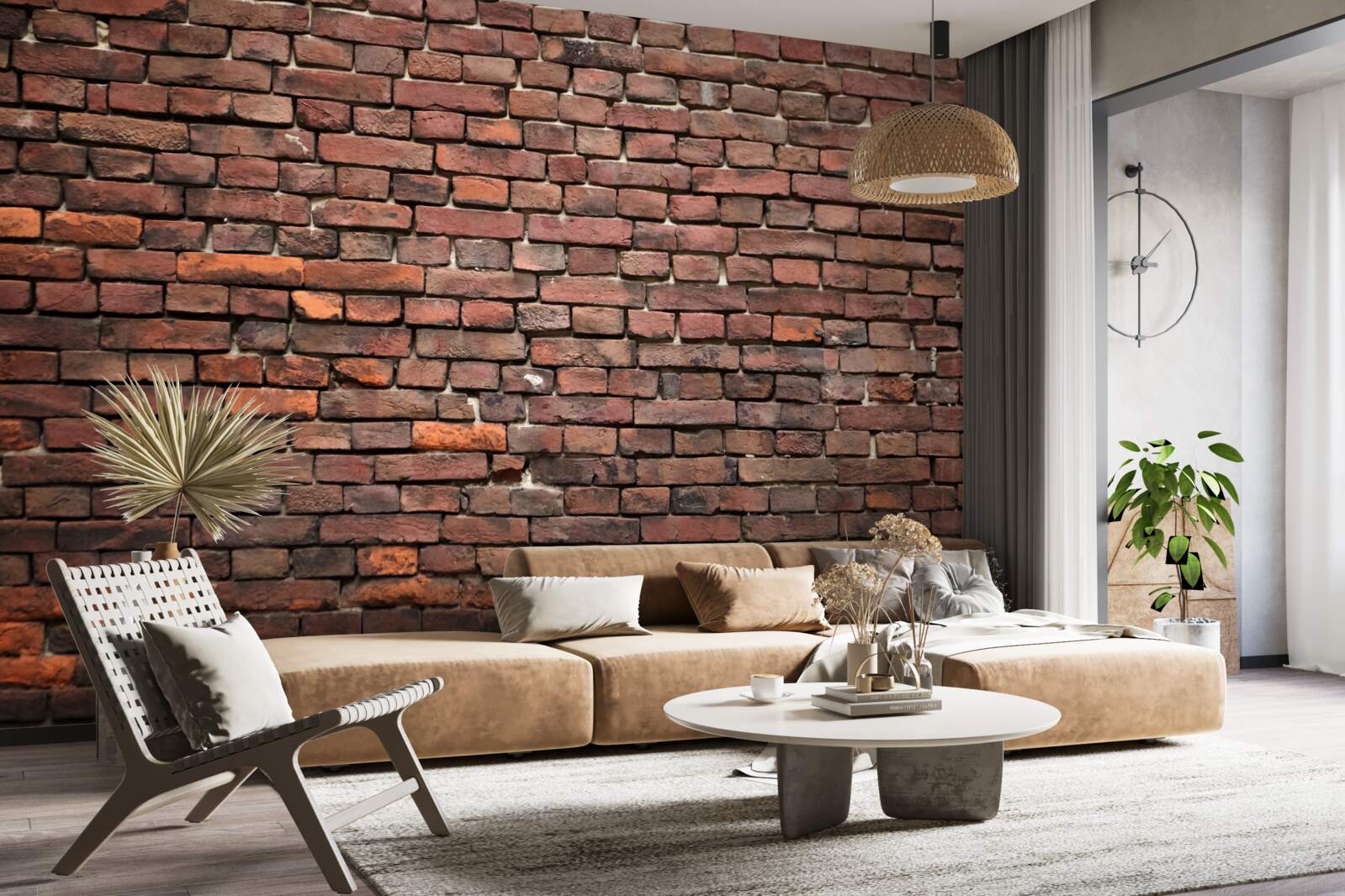 Фотошпалери темна цегляна стіна, старша за роки