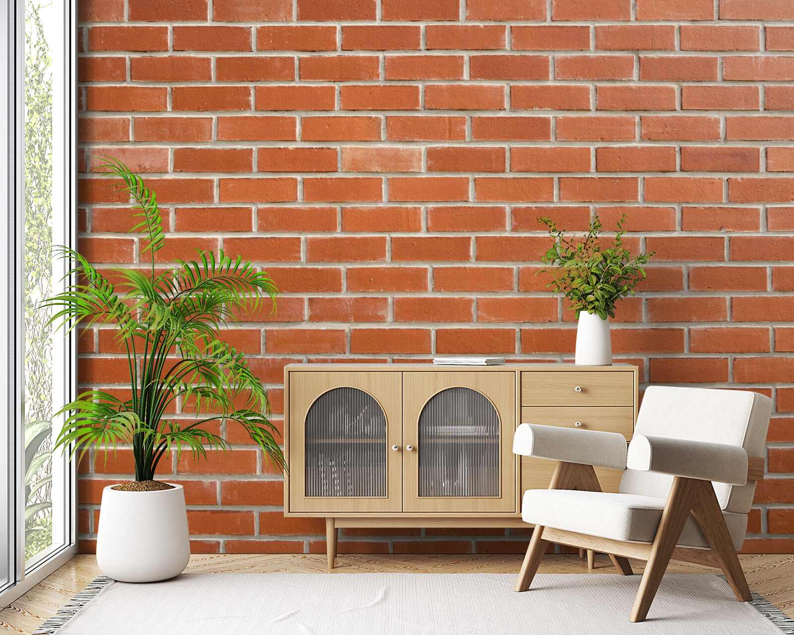 Фотошпалери Стіна з червоної цегли, покладена гладко