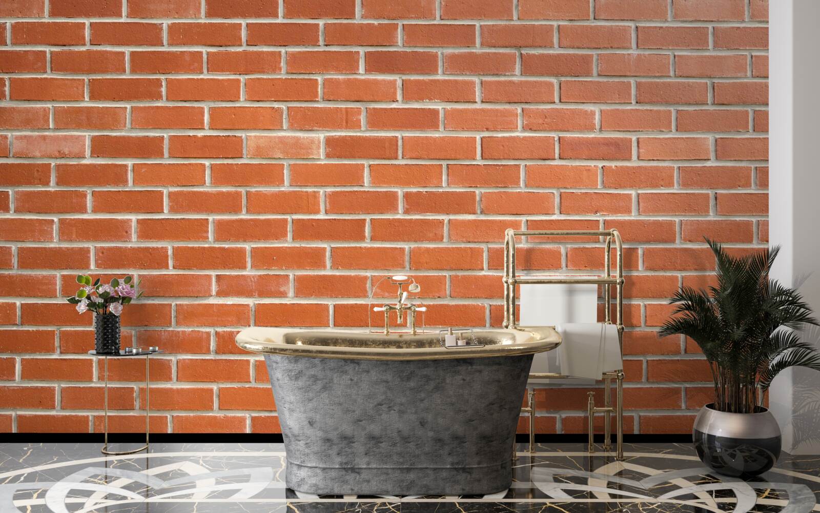 Фотошпалери Стіна з червоної цегли, покладена гладко