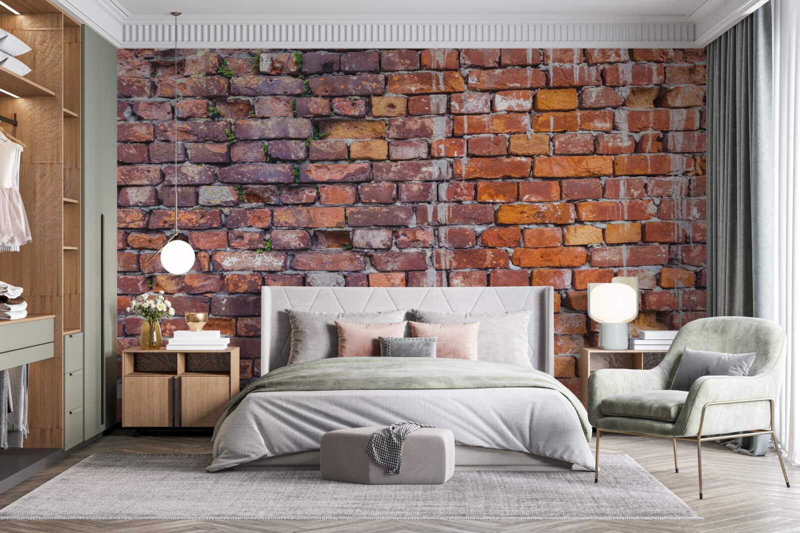 Фотошпалери протікання на історичній цегляній стіні