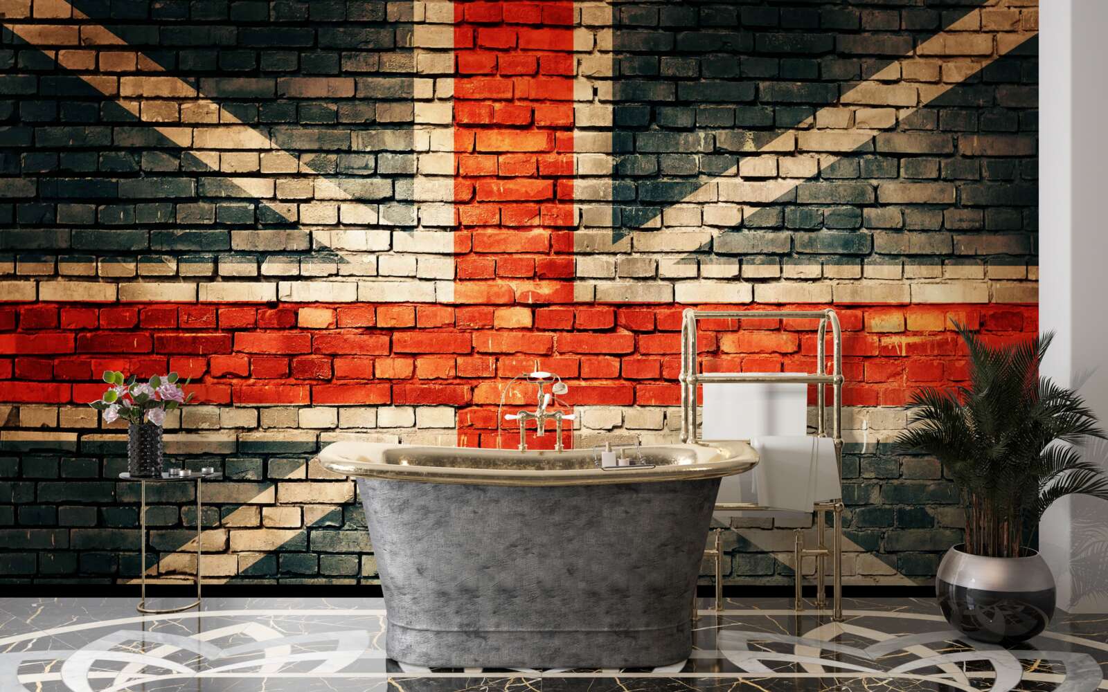 Фотошпалери британський прапор на цегляній стіні