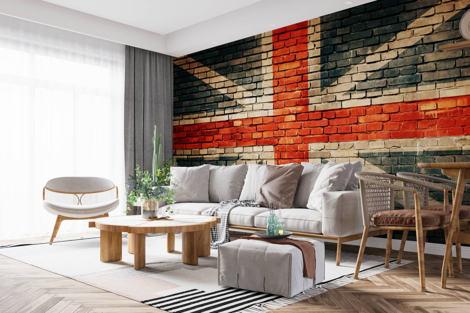 Фотошпалери британський прапор на цегляній стіні