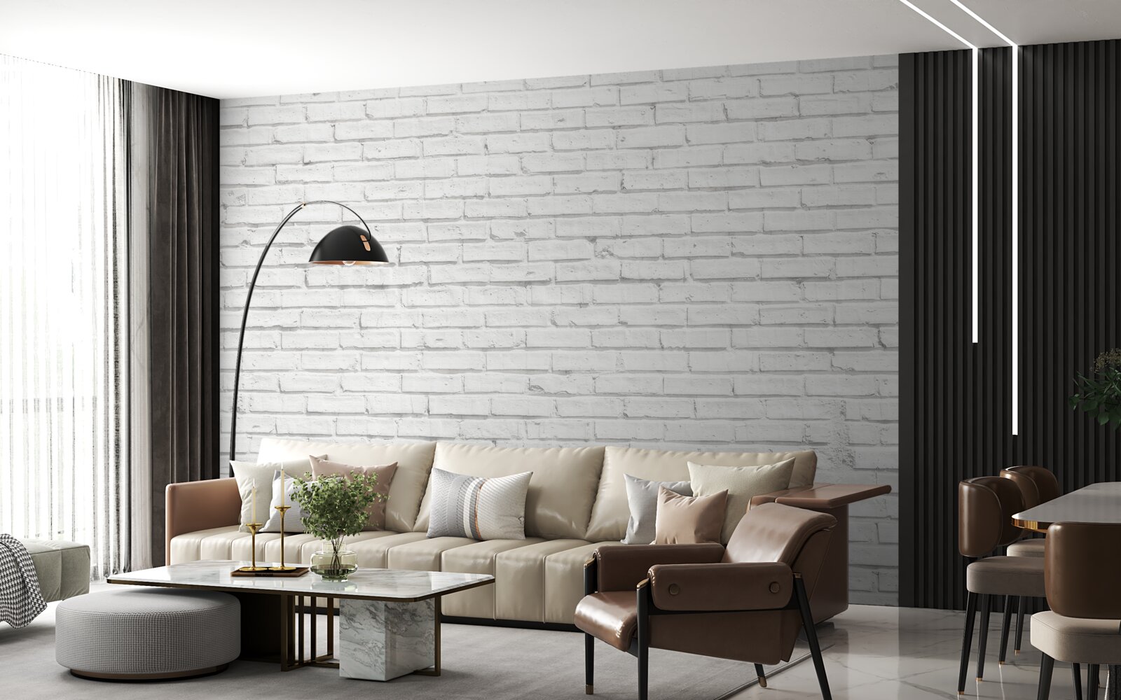 Фотошпалери біла цегляна основа