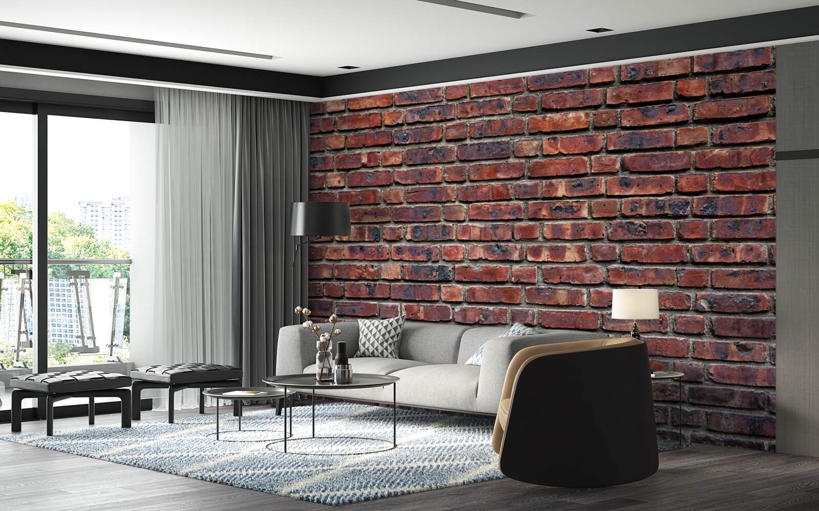 Фотошпалери темна цегляна стіна