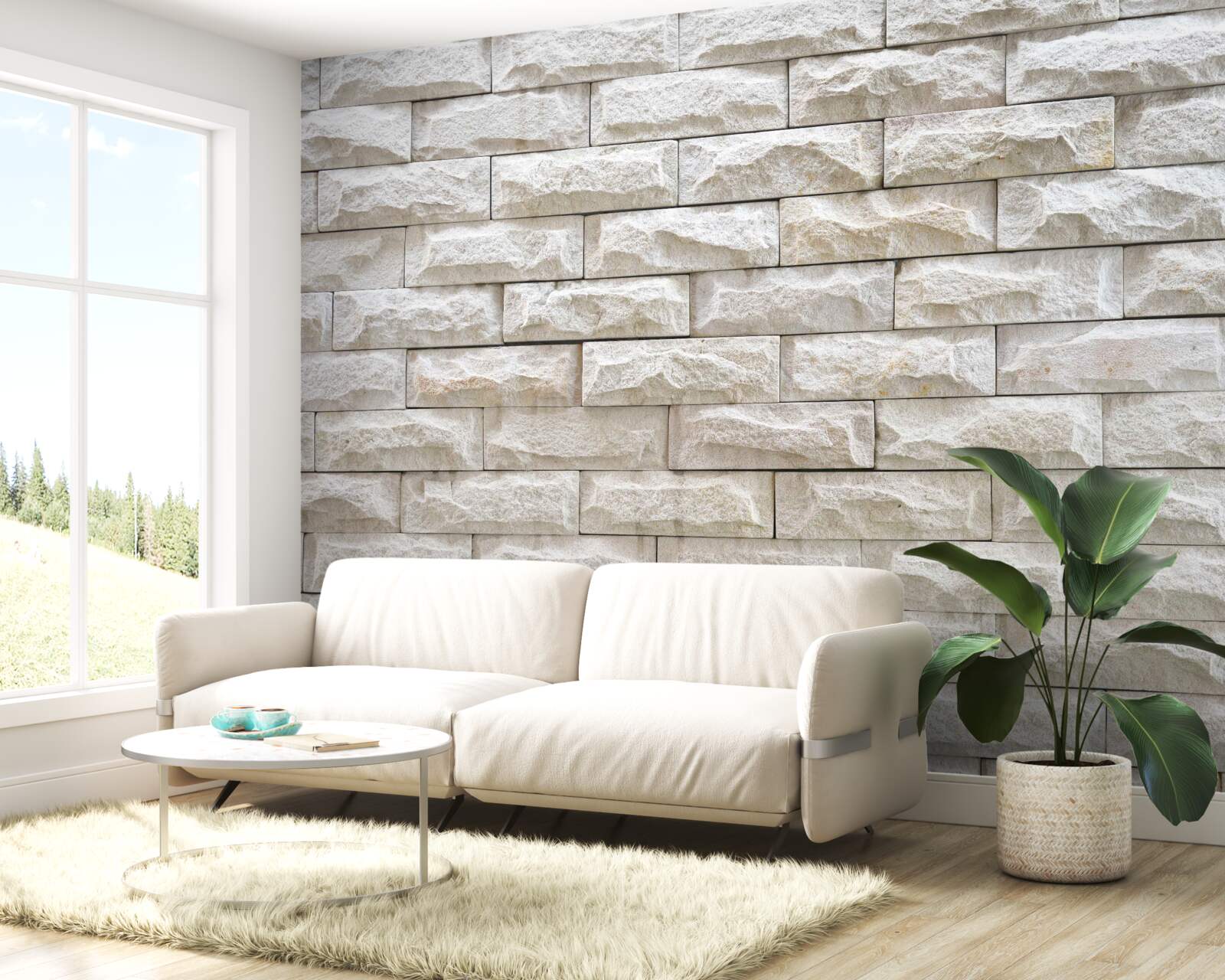 Фотошпалери світла кам'яна стіна