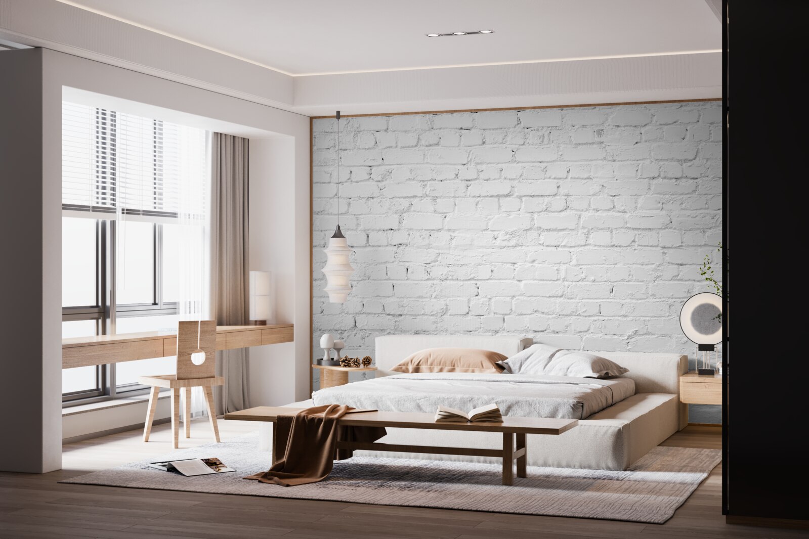 Фотошпалери біла цегляна стіна