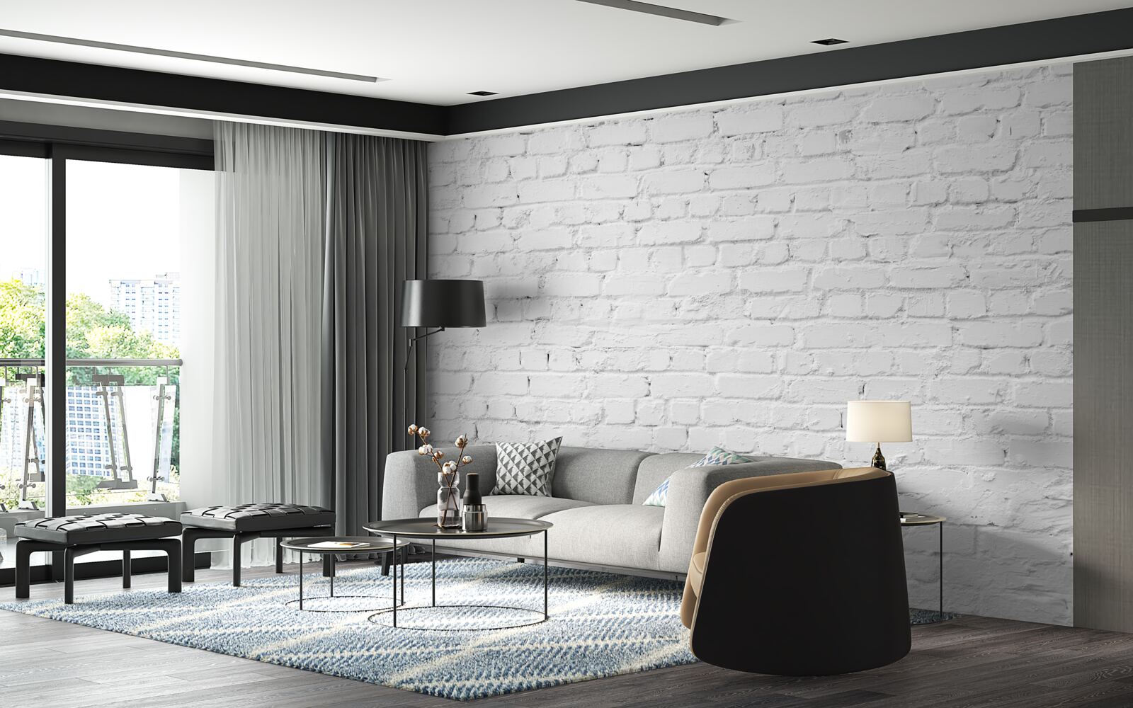 Фотошпалери біла цегляна стіна