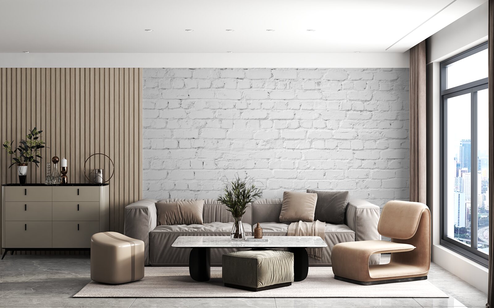 Фотошпалери біла цегляна стіна