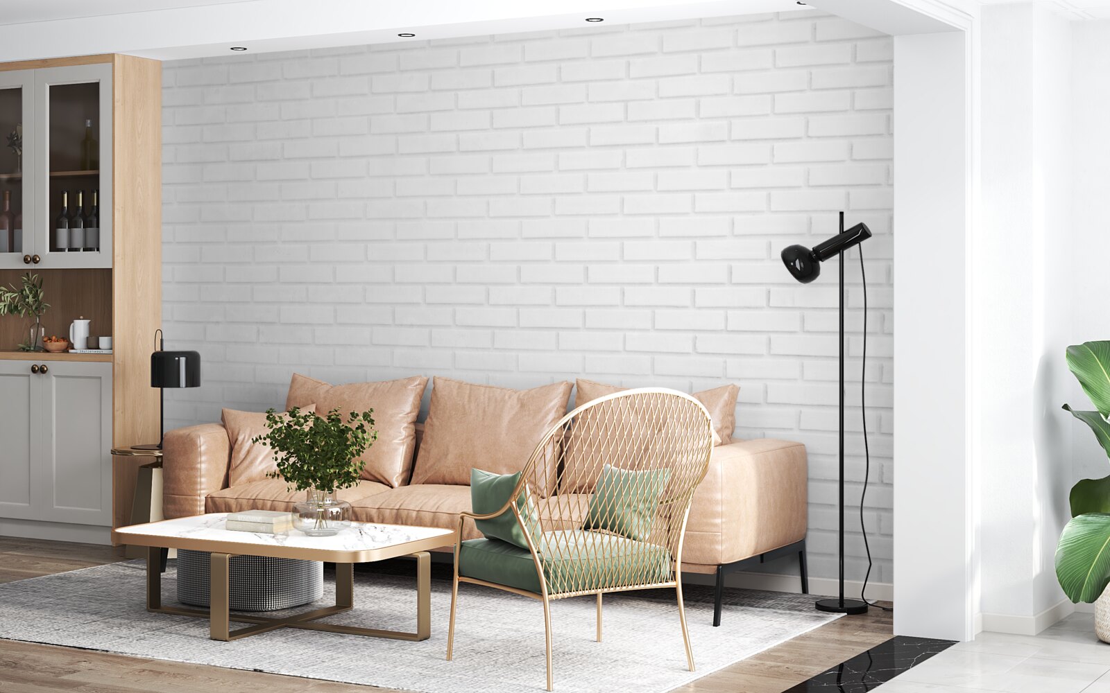 Фотошпалери цегляна стіна незаймано біла