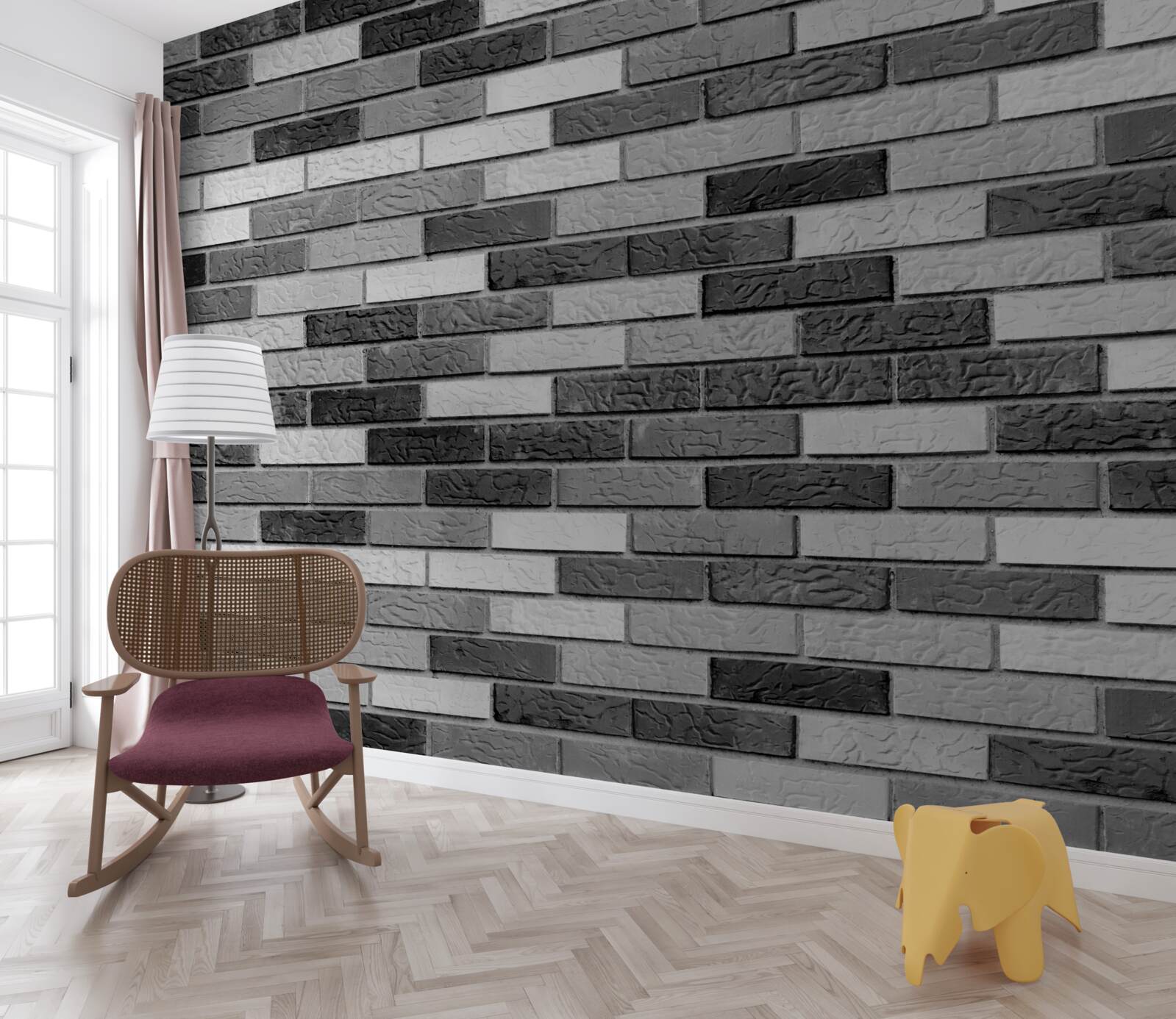 Фотошпалери Чорно-біла цегляна стіна