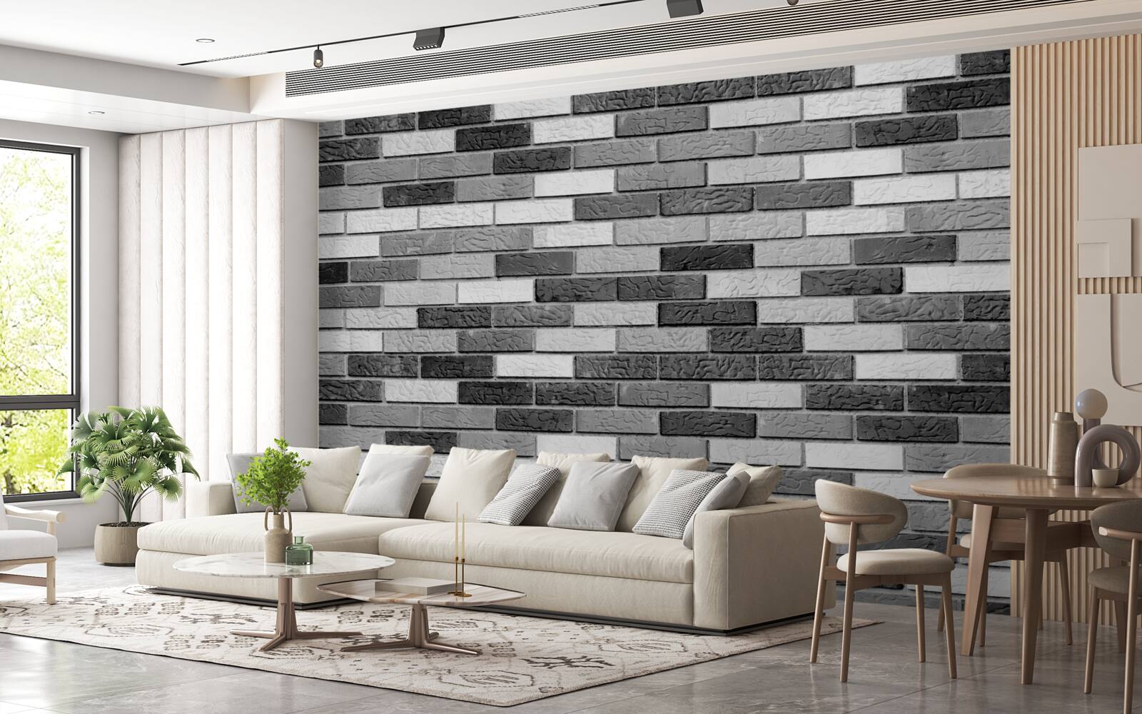 Фотошпалери Чорно-біла цегляна стіна