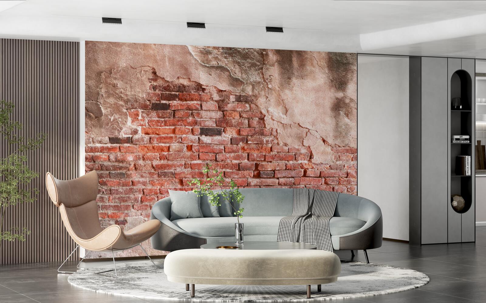 Фотошпалери Стіна, покрита цеглою, що обсипається