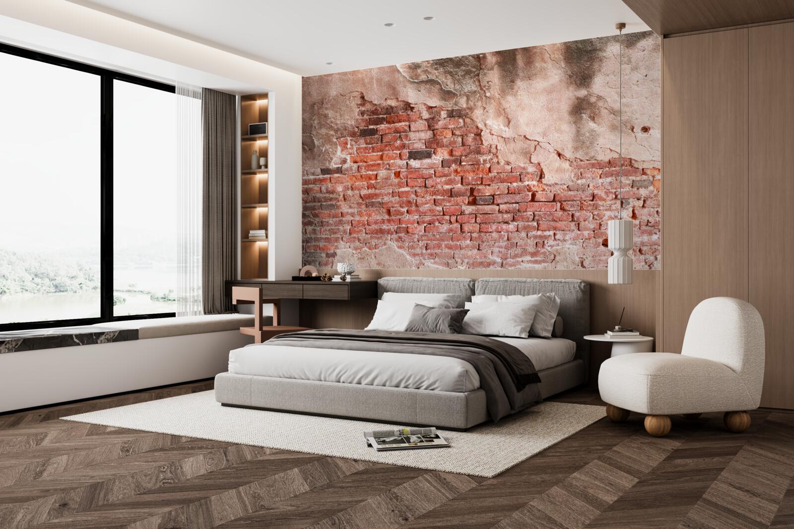 Фотошпалери Стіна, покрита цеглою, що обсипається