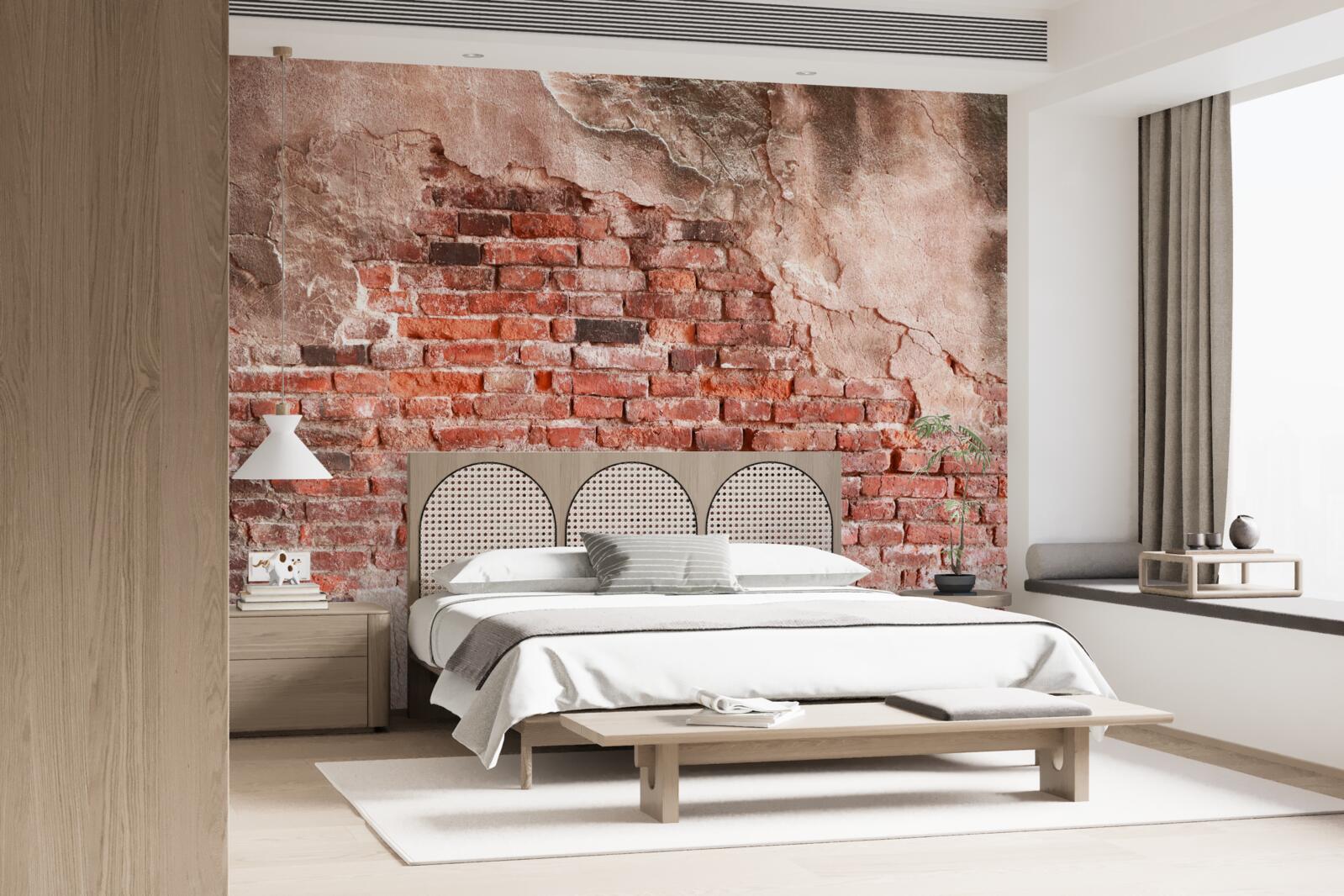 Фотошпалери Стіна, покрита цеглою, що обсипається