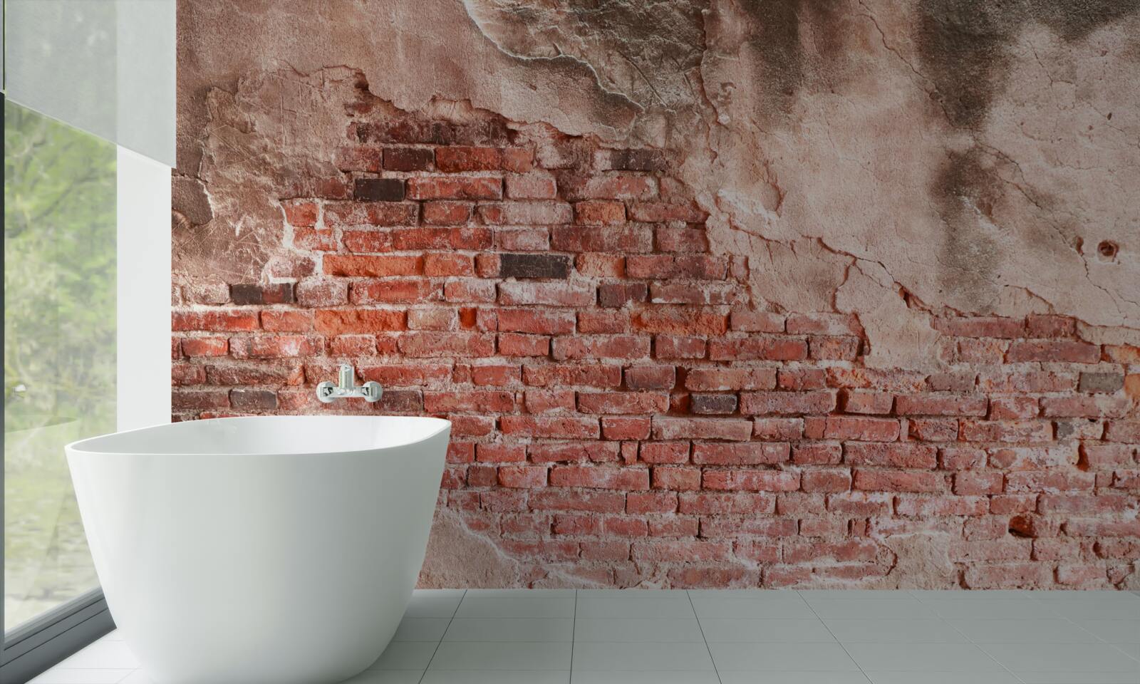 Фотошпалери Стіна, покрита цеглою, що обсипається