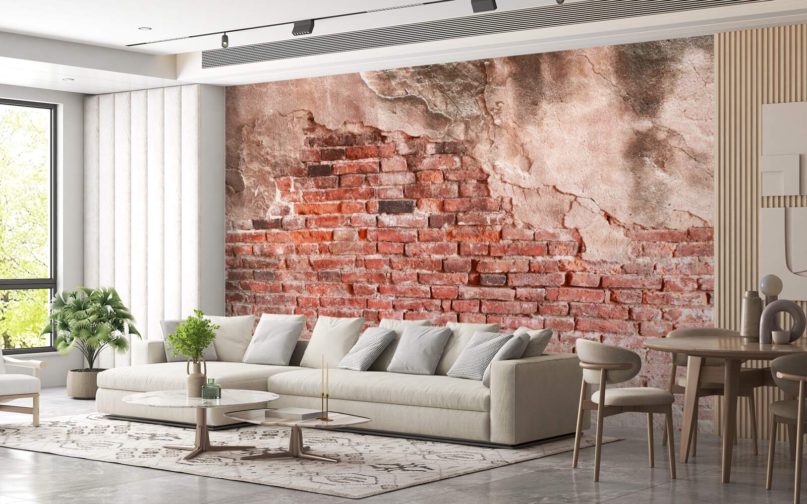 Фотошпалери Стіна, покрита цеглою, що обсипається