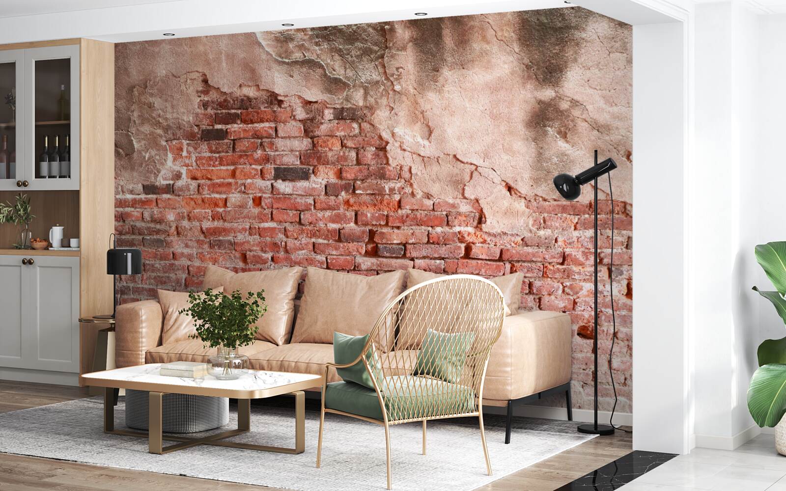 Фотошпалери Стіна, покрита цеглою, що обсипається