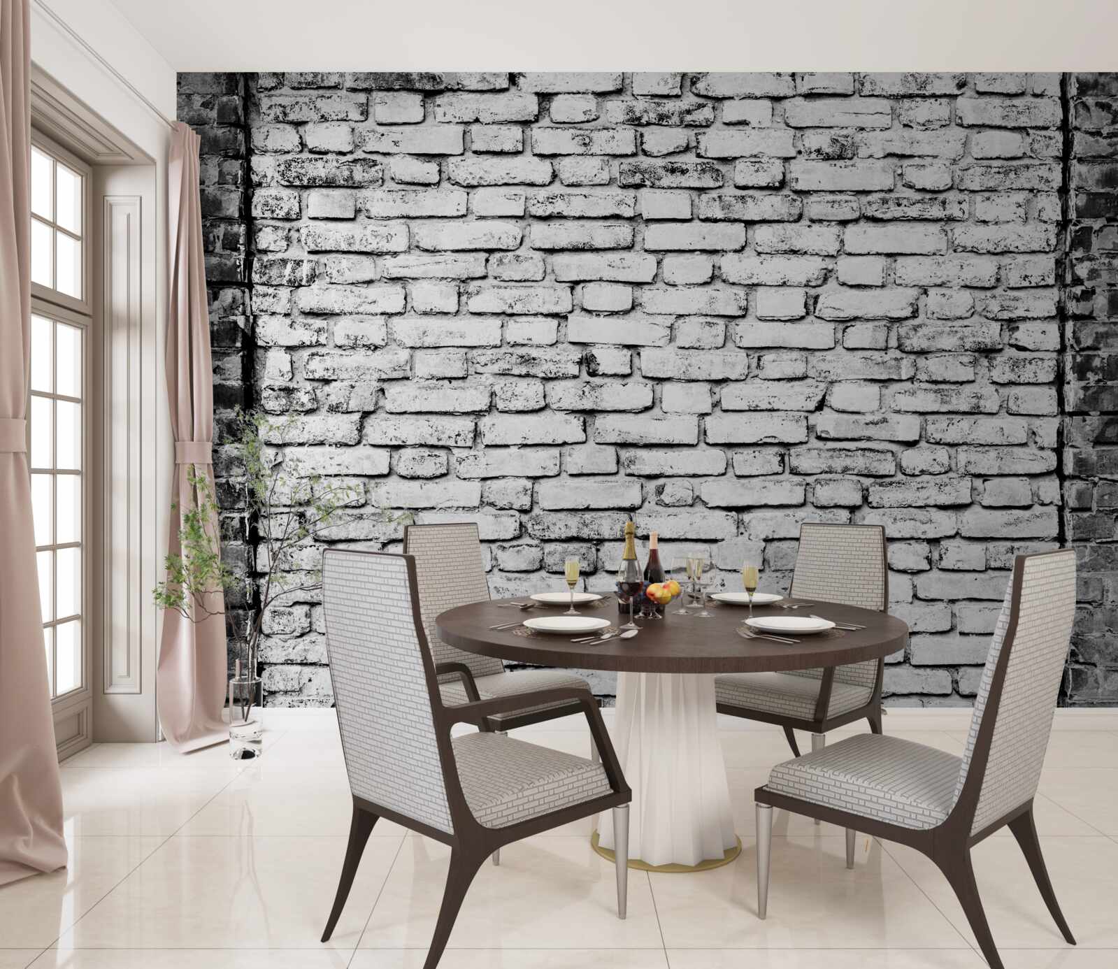 Фотошпалери Цегляна стіна зі слідами подряпин