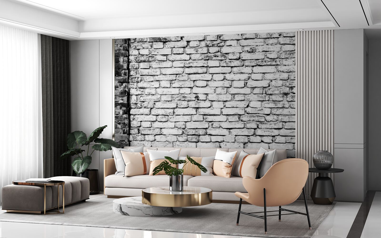 Фотошпалери Цегляна стіна зі слідами подряпин