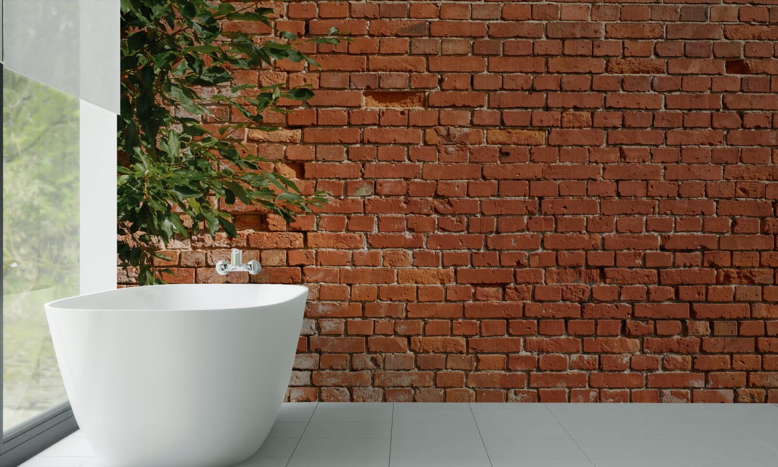 Фотошпалери дерев'яна гілка біля цегляного паркану