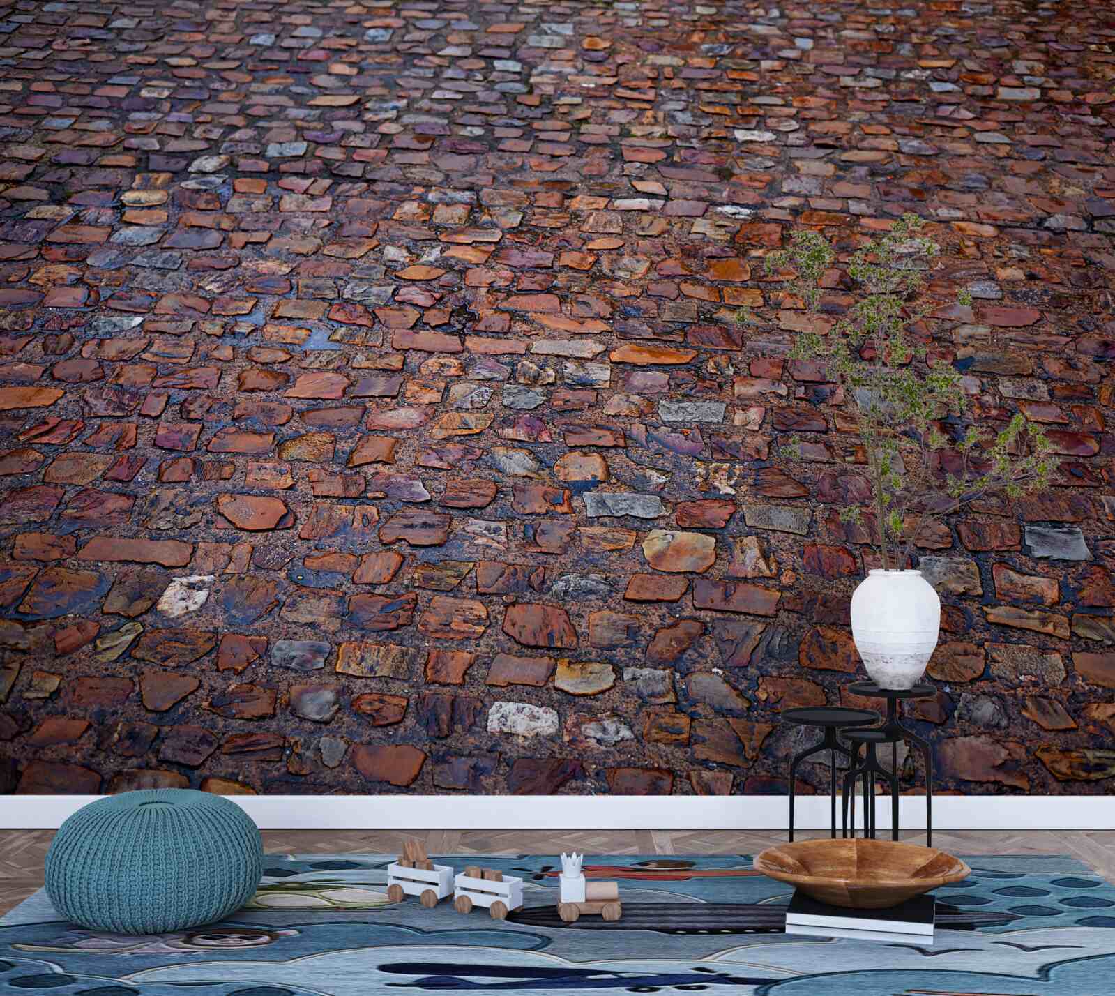 Фотошпалери старовинна вулиця, вимощена бруківкою