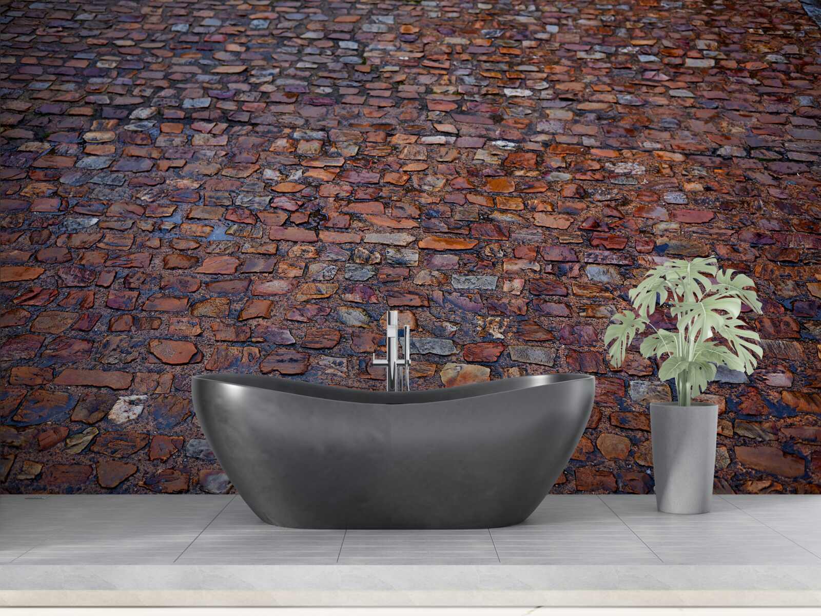 Фотошпалери старовинна вулиця, вимощена бруківкою