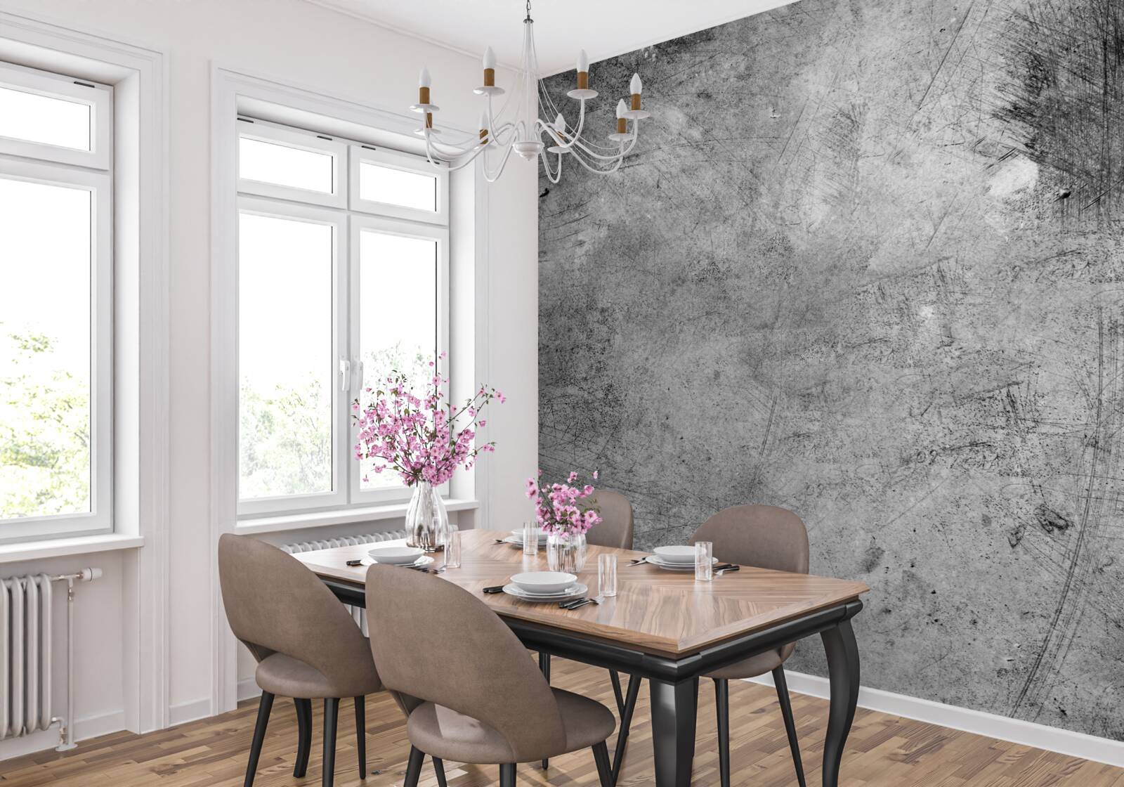 Фотошпалери сіра стіна з подряпинами крупним планом